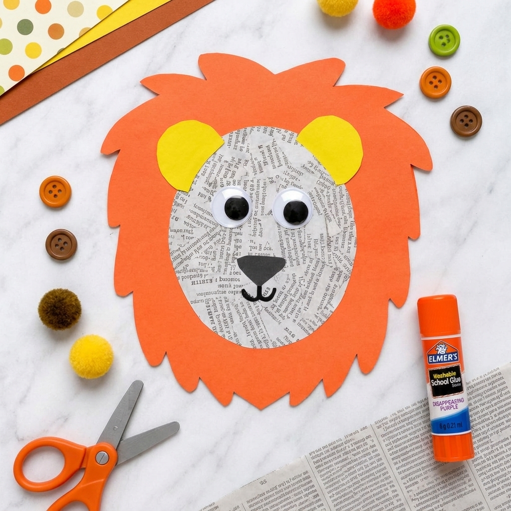Fabriquer un Lion en Papier Déchiré