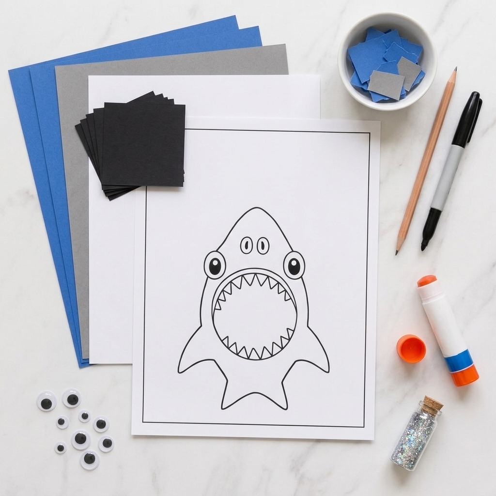 Fabriquer un requin en papier déchiré