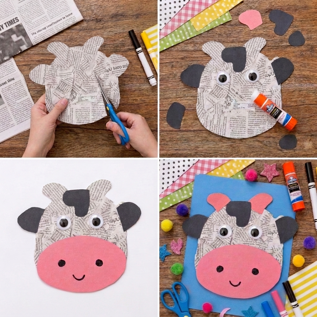 Fabriquer une Vache en Papier Déchiré
