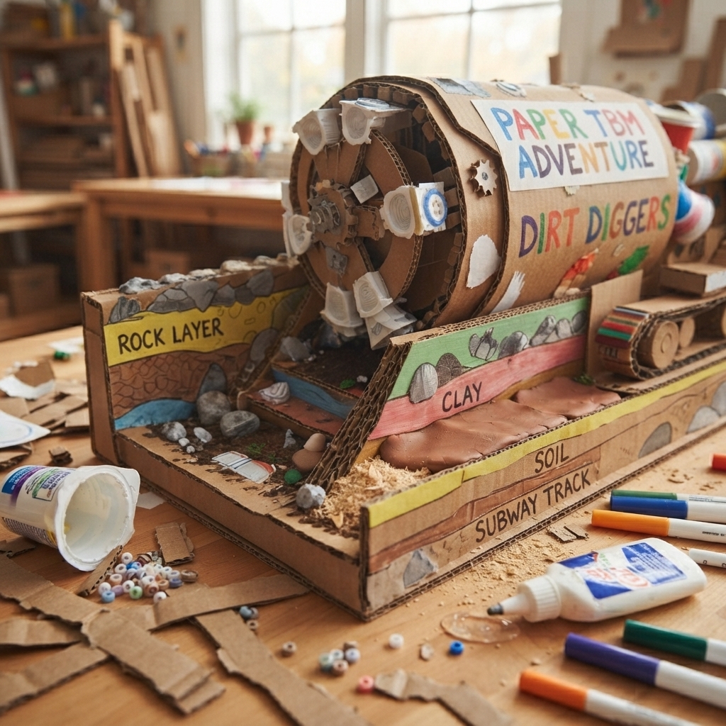 Projet de tunnelier en papier pour enfants