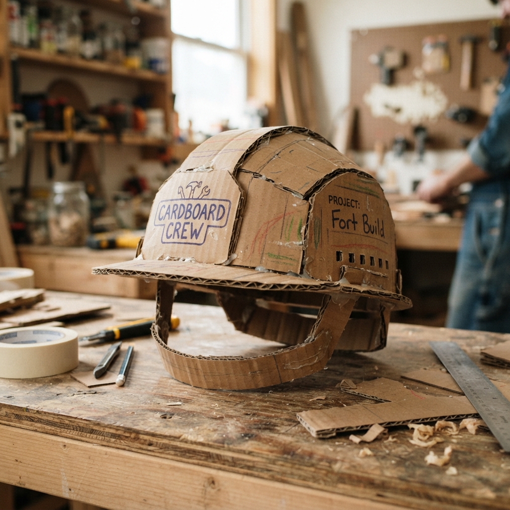 casque de chantier en carton