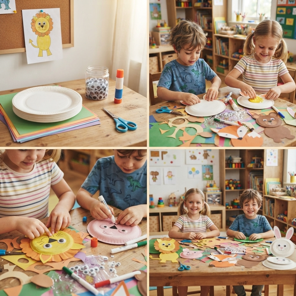 fabrication d'animaux avec des assiettes en carton