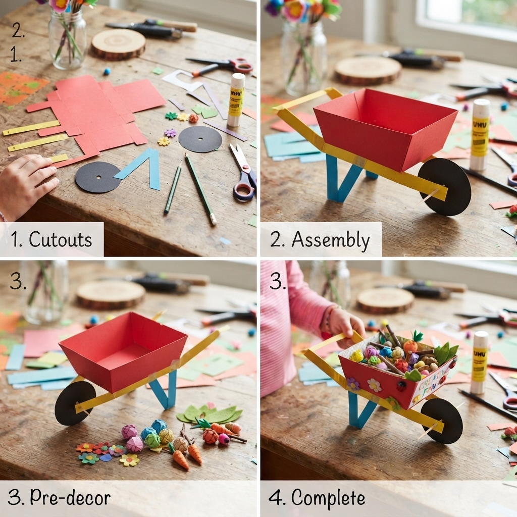 petite charrette à bras en papier