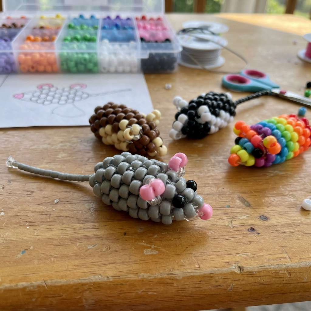 A Small Mouse Made of Beads for Children