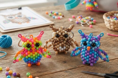 A Small Owl Made from Beads for Children