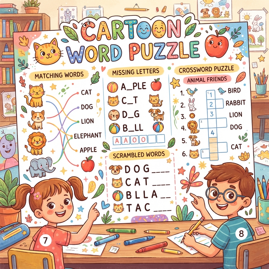 A cartoon word puzzle