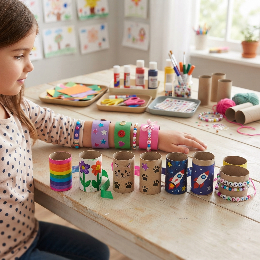 Toilet Paper Roll Bracelets for Children