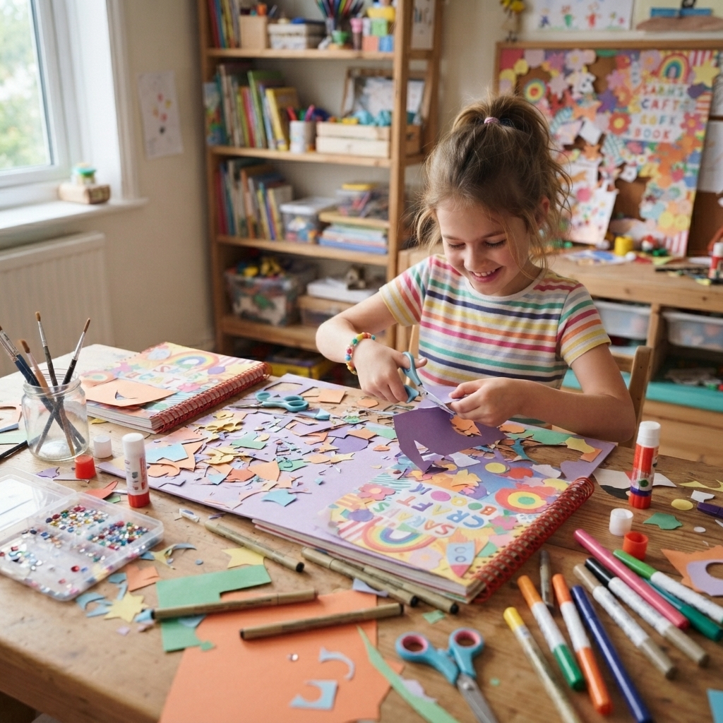 cahier avec du papier coloré
