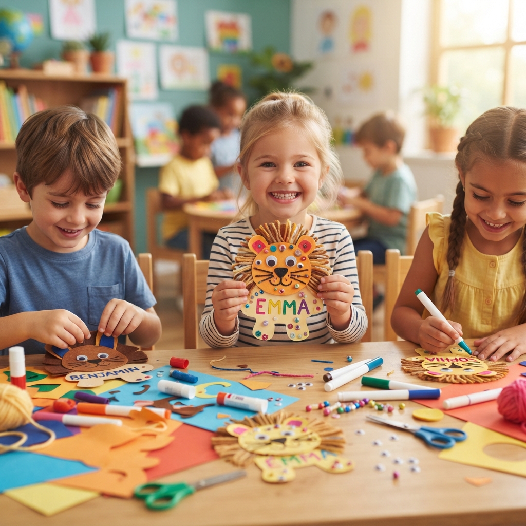 Fabriquer des étiquettes nominatives en forme de lion : une activité créative que les enfants adorent